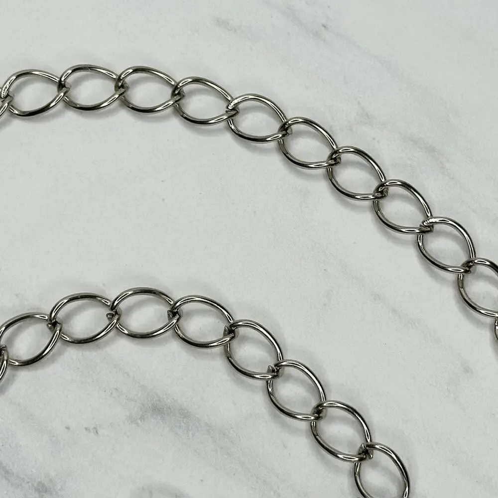 George Washington Coin Charm Silver Tone Metal Chain Link Belt One Size (OS) ✨